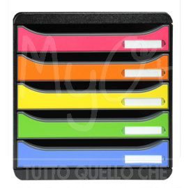 Cassettiera Big box Plus, in Plastica Riciclata, Diversi Colori, arlecchino