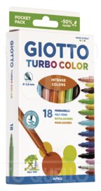 Pennarelli Turbo Color, P.ta 2,2 mm, Colori Assortiti, Vari Formati, 18 assortiti
