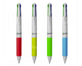 Penna 4 Multisfera, Colori Inchiostro Nero, Rosso,Blu,Verde, Punta Media, Grip in colori assortiti, soft touch