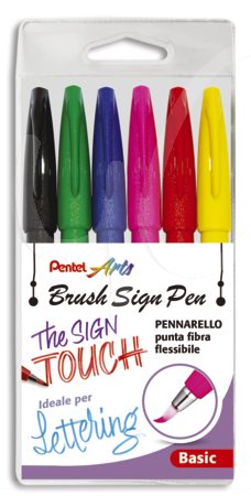Pennarello Brush Sign Pen, Punta a Pennello, Vari Colori