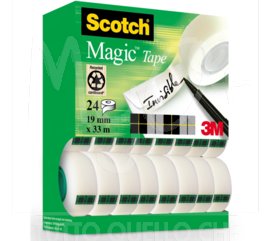 Scotch Magic 810, Nastro Adesivo Invisibile, Trasparente,Vari Formati, mm 19 x m 33 - valuepack 24 pz (20+4 omaggio)